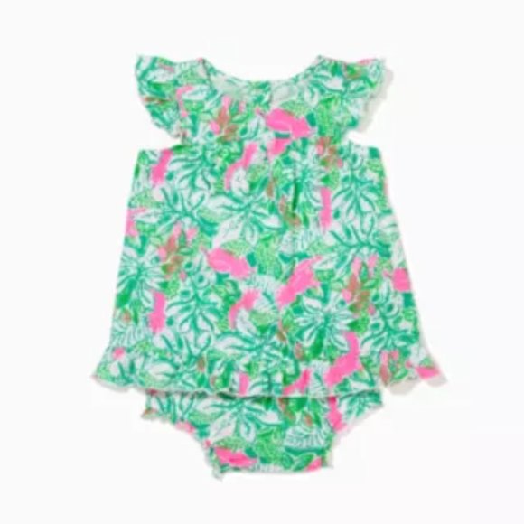 NWT Lilly Pulitzer Cecily Infant Dress in Botanical Green